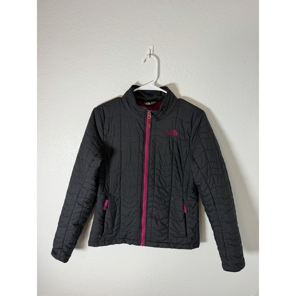 The North Face Puffer Jacket Womens Size Medium Black With Pink Accents
